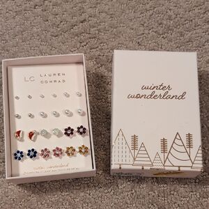 LC Lauren Conrad Winter Wonderland Earring Set Of 12 Pairs - Multicolor NWT
